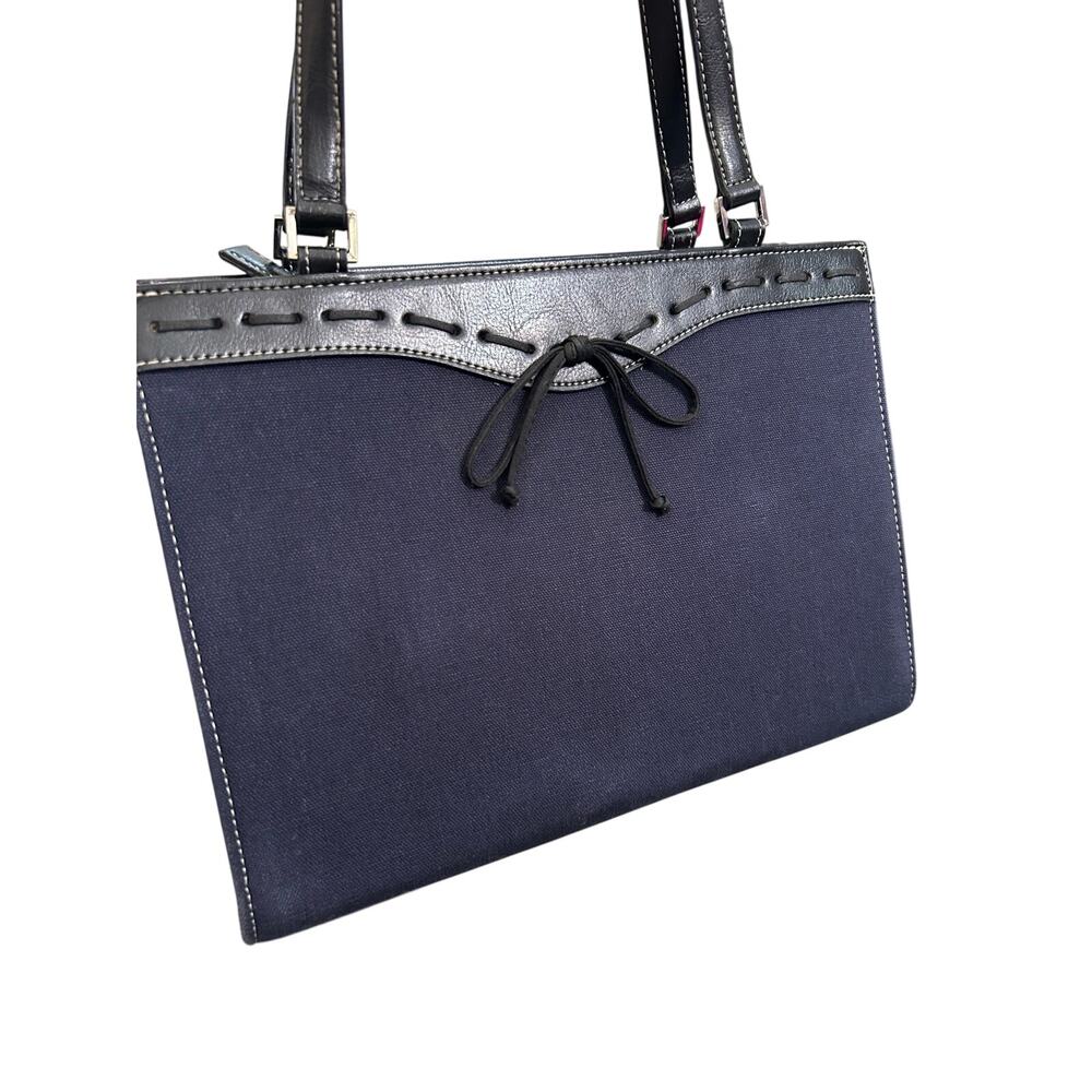 Denim & Leather Structured Bag with Bow Detail Hot Pink Interior